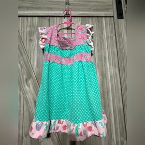 Jelly The Pug Pink and Teal Floral Dress